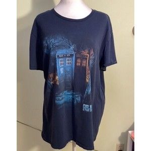 Dr. Who & The Daleks T-Shirt Men's Large L Navy Blue Tardis 2015 Tee British TV